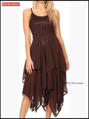 Cotton Rayon Blend Corset Style Dress with Handkerchief Hem